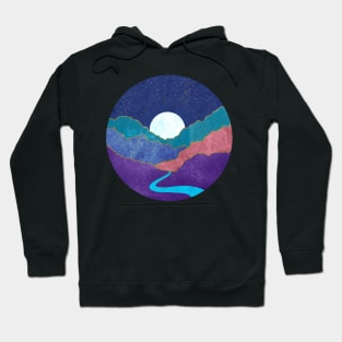 Abstract Moonlit Mountain Landscape Hoodie